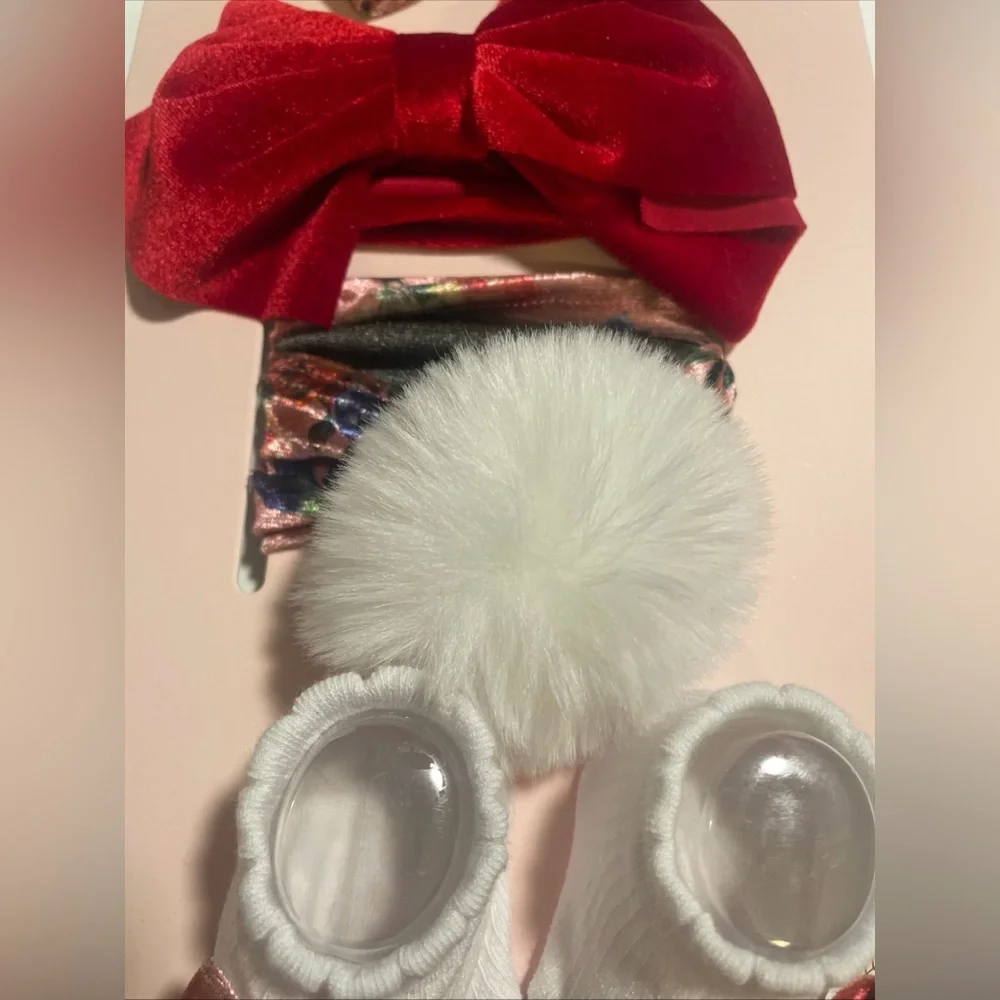 bebe Baby Winter Boutique 4pc Head Accessories And Booties New